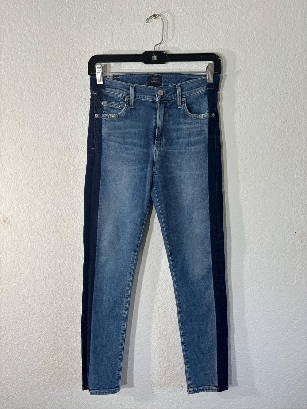 Citizens of Humanity Rocket Crop Illusion Two-Tone Side Stripe Jeans Size 25 - Picture 2 of 15